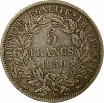 France C&eacute;r&egrave;s - 5 Francs Argent, IIe R&eacute;publique - 1850 A Paris