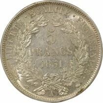 France C&eacute;r&egrave;s - 5 Francs Argent, IIe R&eacute;publique - 1851 A Paris