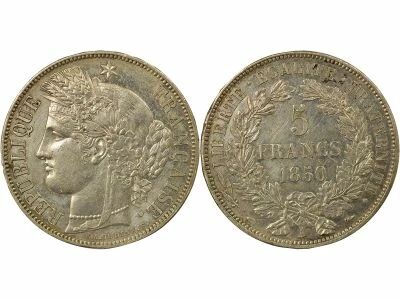 France Ceres - 5 Francs Silver 1850 A Paris