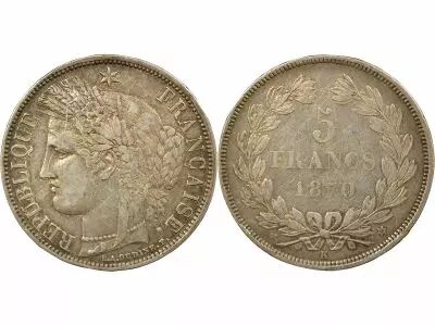 France Ceres - 5 Francs Silver 1851 K Bordeaux- Silver