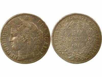 France C�r�s - 50 Centimes Argent, IIIe R�publique - 1882 A Paris