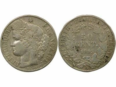 France Ceres - 50 Silver Centimes, IIIrd Republic - 1895 A Paris