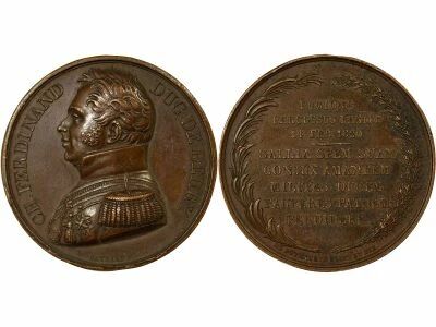 France Charles Ferdinand, Duc de Berry - M�daille Cuivre - 1820