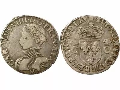 France Charles IX - 1/2 Teston Argent, 2e Type - 1565 M Toulouse