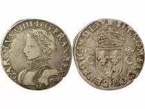 France Charles IX - 1/2 Teston Argent, 2e Type - 1565 M Toulouse