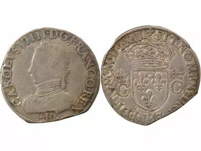 France Charles IX - Silver Teston, 2nd Type - 1563 B Rouen