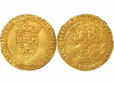 France Charles VI - Gold Ecu with Crown, 1st Issue - 1385 / 1388 Montpellier