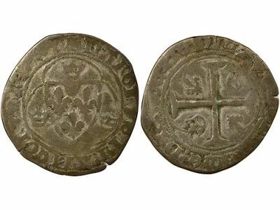 France Charles VII - Blanc � la Couronne - 1447 Lyon
