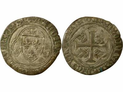 France Charles VII - Blanc � la Couronne, 3e Emission - 1456 / 1461 Bordeaux
