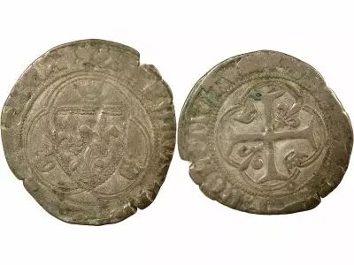 France Charles VIII - Blanc � la Couronne - 1488 / 1498 La Rochelle