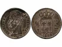 France Charles X - 1/4 Franc Argent 1828  W Lille
