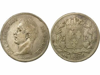 France Charles X - 5 Francs Argent, 2e Type - 1827 L Bayonne