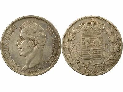 France Charles X - 5 Francs Argent, 2e Type - 1829 W Lille