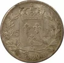 France Charles X - 5 Francs Argent, Tranche en Creux - 1829 H La Rochelle