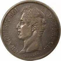 France Charles X - 5 Francs Argent, tranche en Creux - 1829 Q Perpignan