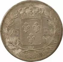 France Charles X - 5 Francs Argent, Tranche en Creux - 1830 H La Rochelle