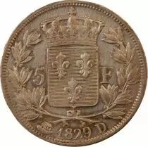 France Charles X - 5 Silver Francs - 1829 D Lyon \ 2nd Type\ 