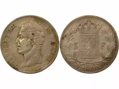 France Charles X - 5 Silver Francs, 2nd Type - 1827 W Lille