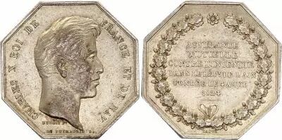 France Charles X - Assurances Incendie de l\'Ain - 1824 - Silver