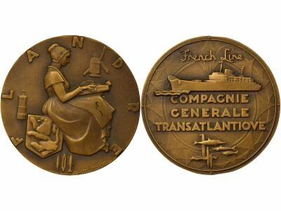 France Cie G�n. Transatlantique - Bronze Medal, SS Flandre