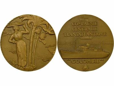 France Cie G�n. Transatlantique - M�daille Bronze, Le Colombie - 1950