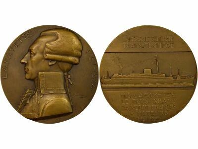 France Cie G�n�rale Transatlantique - Bronze Medal, MS Lafayette - 1930