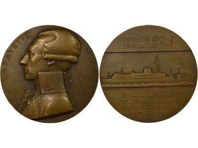 France Cie G�n�rale Transatlantique - Bronze Medal, MS Lafayette - 1930