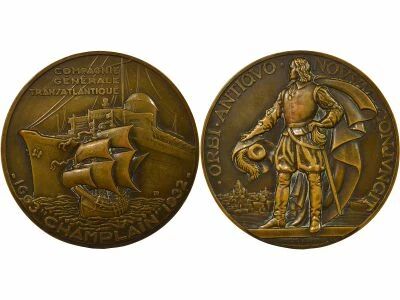 France Cie G�n�rale Transatlantique - Bronze Medal, SS Champlain - 1974
