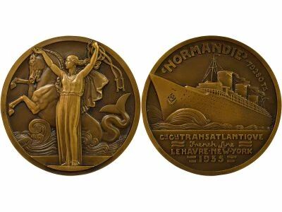 France Cie G�n�rale Transatlantique - Bronze Medal, SS Normandie - 1935