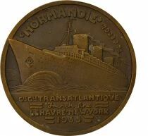 France Cie G&eacute;n&eacute;rale Transatlantique - Bronze Medal, SS Normandie - 1935
