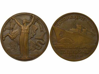 France Cie G�n�rale Transatlantique - Bronze Medal, SS Normandie - 1935