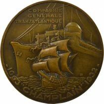 France Cie G&eacute;n&eacute;rale Transatlantique - M&eacute;daille Bronze, Paquebot Champlain - 1932
