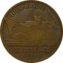 France Cie G&eacute;n&eacute;rale Transatlantique - M&eacute;daille Bronze, Paquebot Normandie - 1935