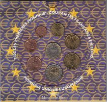 France Coffret BU 8 monnaies  - Euros 2002 - coffret ouvert et usagé