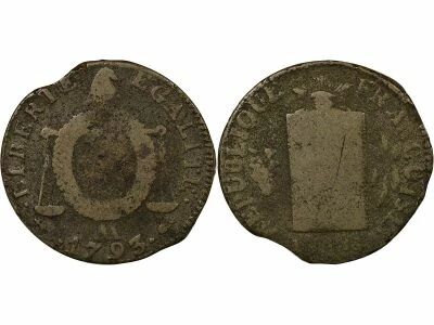France Convention - 2 Sols with Balance - 1793 AA Metz