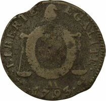 France Convention - 2 Sols with Balance - 1793 AA Metz