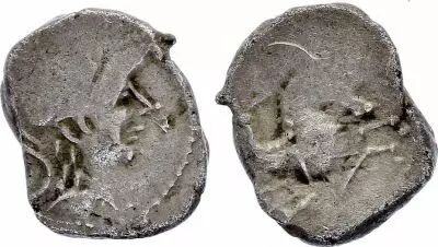 France Denar,  Allobroges - Pallas - Seahorse (-90-60) - Silver - F to VF