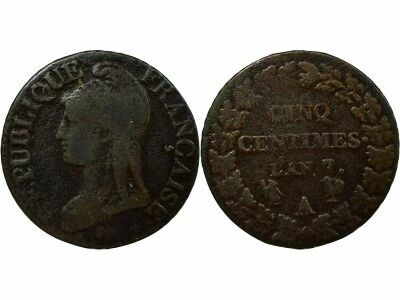France Directoire - 5 Centimes, Dupr� Grand Module - An 7 A Paris