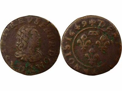 France Dombes, Gaston d\'Orl�ans - Denier Tournois, Type 7 - 1649 Tr�voux