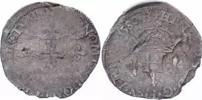 France Double sol parisis - Argent - 1580 B Rouen