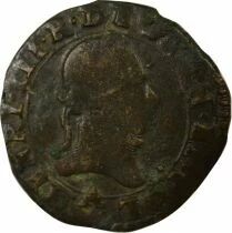 France Double Tournois, 2e Type, au nom de Henri III - 1591 / 1593 A Paris