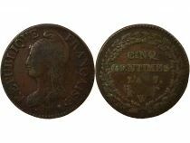 France Dupr&eacute; - 5 Centimes, Grand Module - An 7/5 W Lille