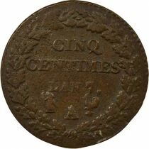 France Dupr&eacute; - 5 Centimes, Grand Module - An 7 A Paris