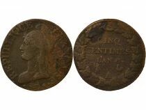 France Dupr&eacute; - 5 Centimes, Large Diameter - Year 8 A Paris