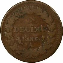 France Dupr&eacute; - Decime, overstrike of the 2 D&eacute;cimes - Year 5 A Paris