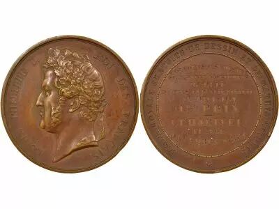 France Ecole de Dessin & Math�matiques, Louis Philippe - Medaille Bronze - 1837, Le Harivel