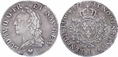 France Ecu Louis XV Old Head - 1774 L Bayonne