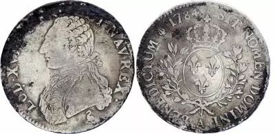 France Ecu Louis XVI aux branches d\'olivier  - 1784 A Paris - TB+