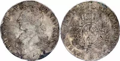 France Ecu Louis XVI with sprays - 1785 R Orl�ans - F to VF - Silver