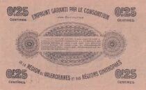 France Emergency Note 0.25 centimes - 1917 - Valenciennes - Series 33